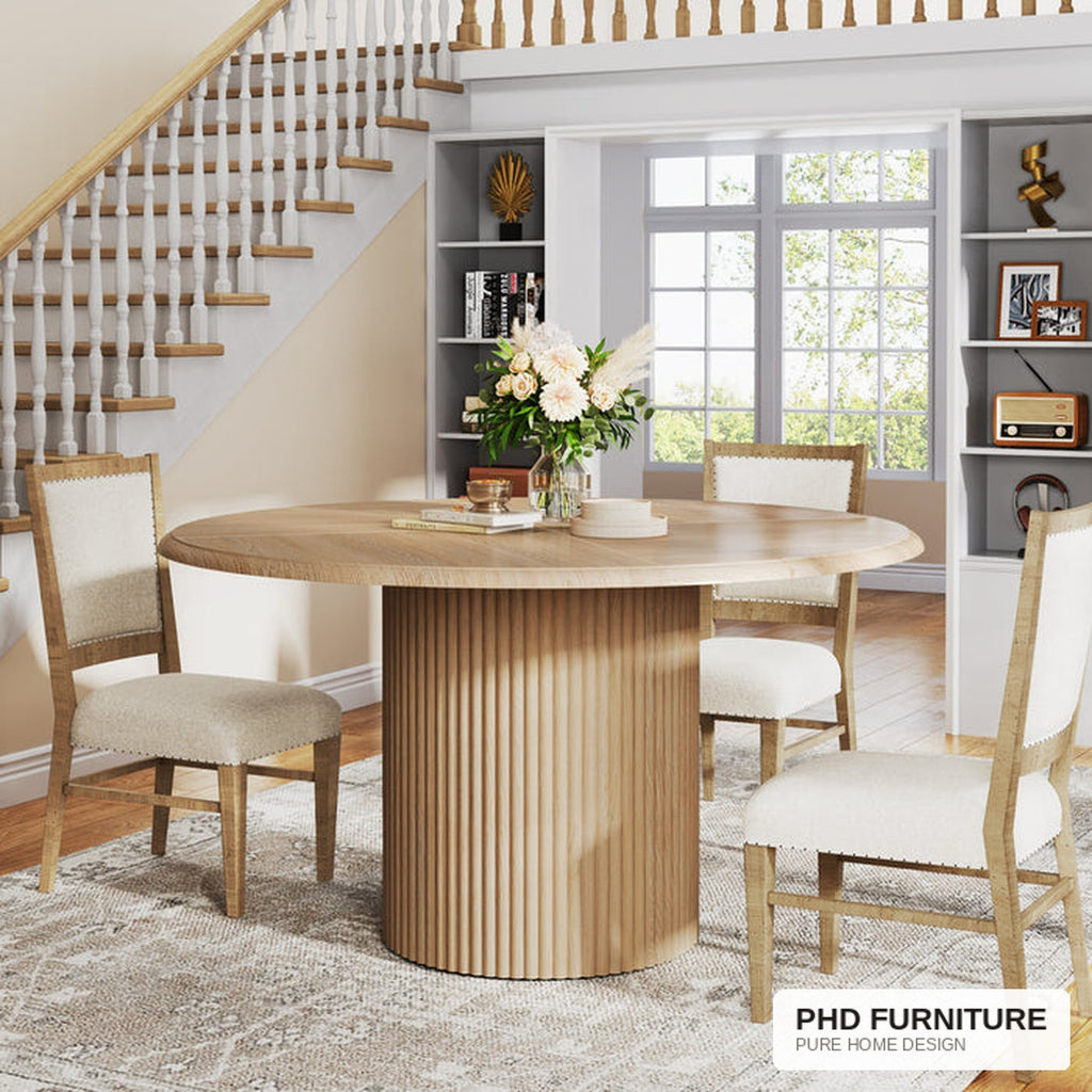 REED Round Dining Table - table setting for 4