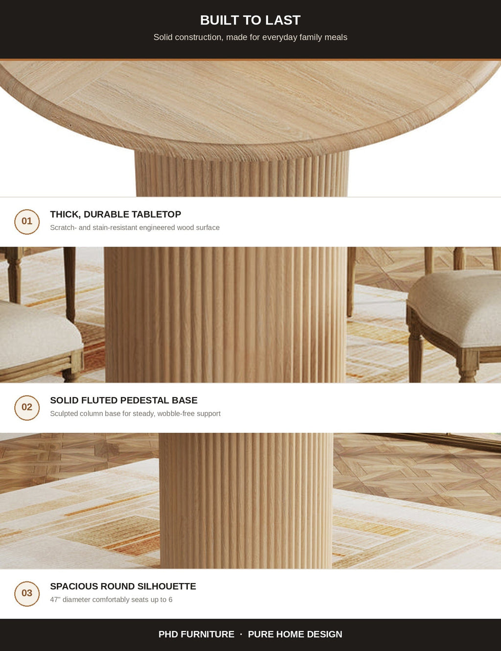 REED Round Dining Table - features