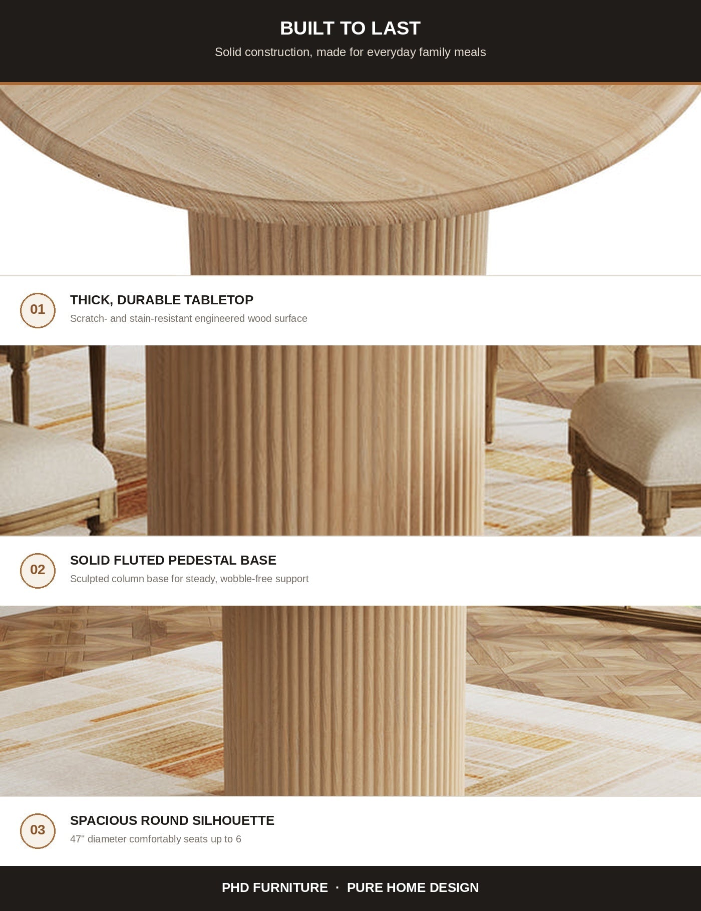 REED Round Dining Table - features
