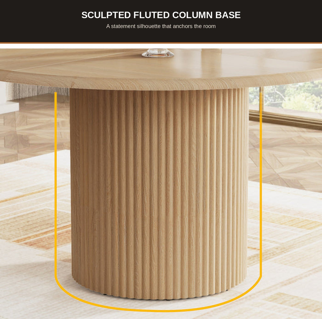 REED Round Dining Table - fluted pedestal base detail