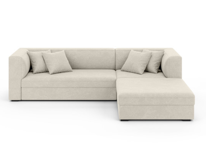 Corner Sofa Bed in Beige Velvet TULI