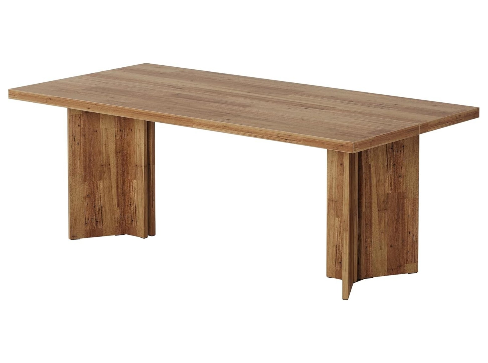 BEAM solid wood dining table isolated on white background, modern rectangular kitchen table with clean lines