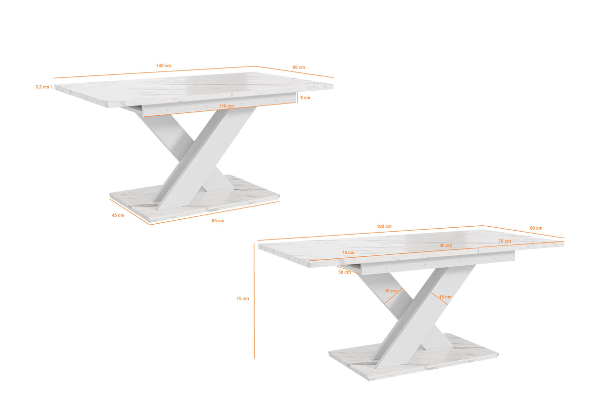 TOXX Extendable Dining Table 140–180cm – Wotan Oak &amp; Black Gloss
