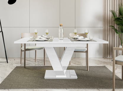 MASIV extendable dining table in white gloss, perfect for small spaces.