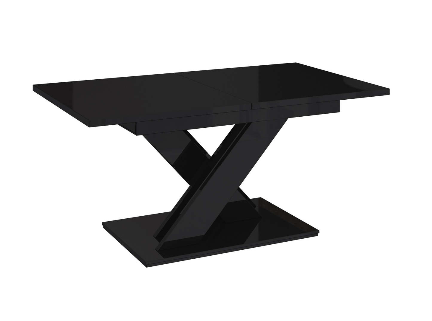 Contemporary extendable dining table in black gloss seating up to 8.
