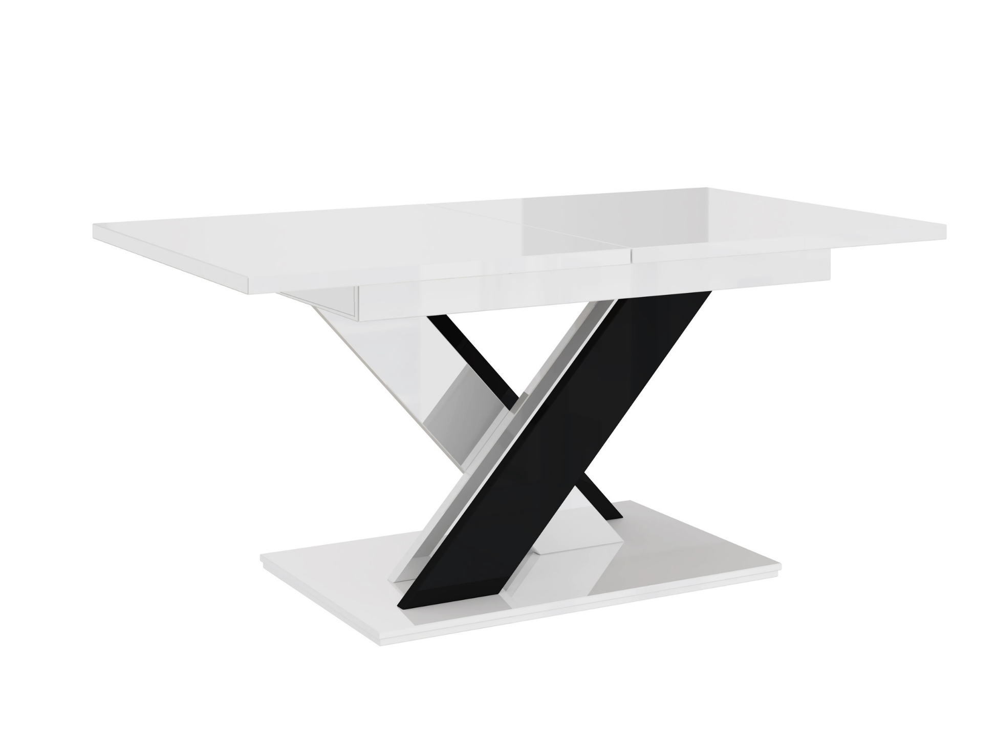Contemporary extendable dining table in white gloss seating up to 8.