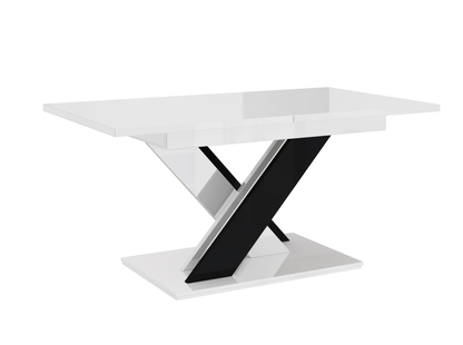 Contemporary extendable dining table in white gloss seating up to 8.