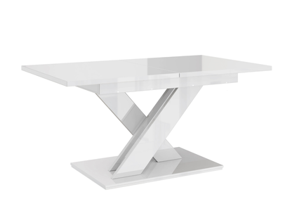 Contemporary extendable dining table in white gloss seating up to 8.
