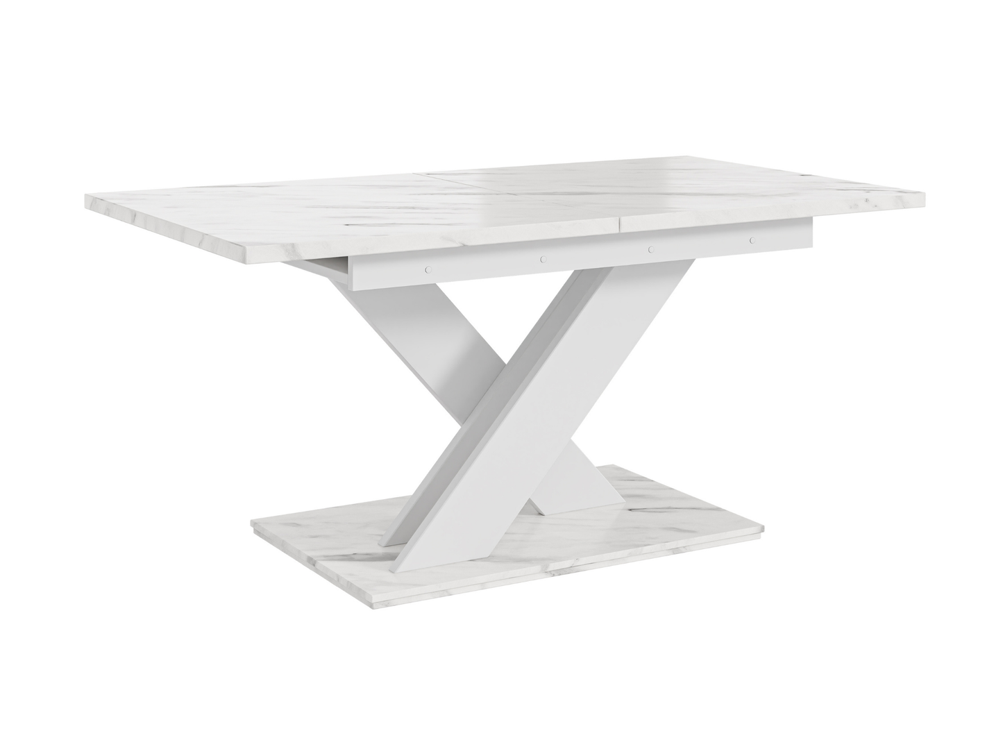 Contemporary extendable dining table in white marble seating up to 8.