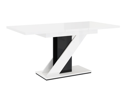 Contemporary high gloss extendable table MAVEA with black and white design.