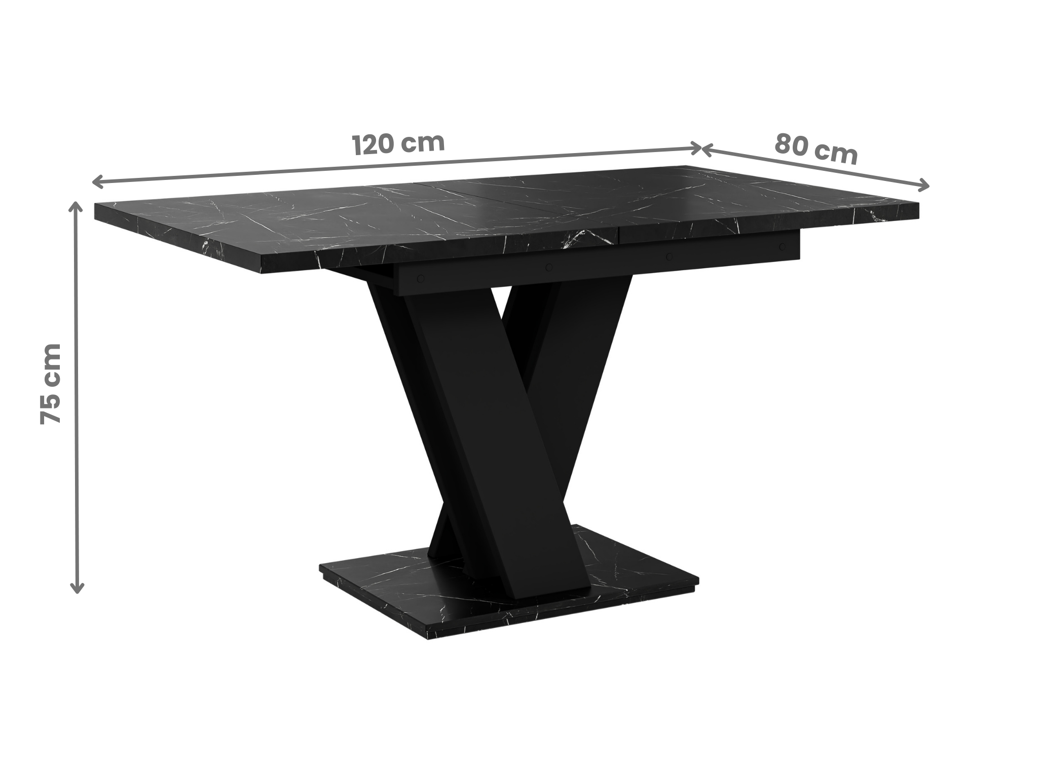 Contemporary extendable dining table MASIV in black royal marble design.