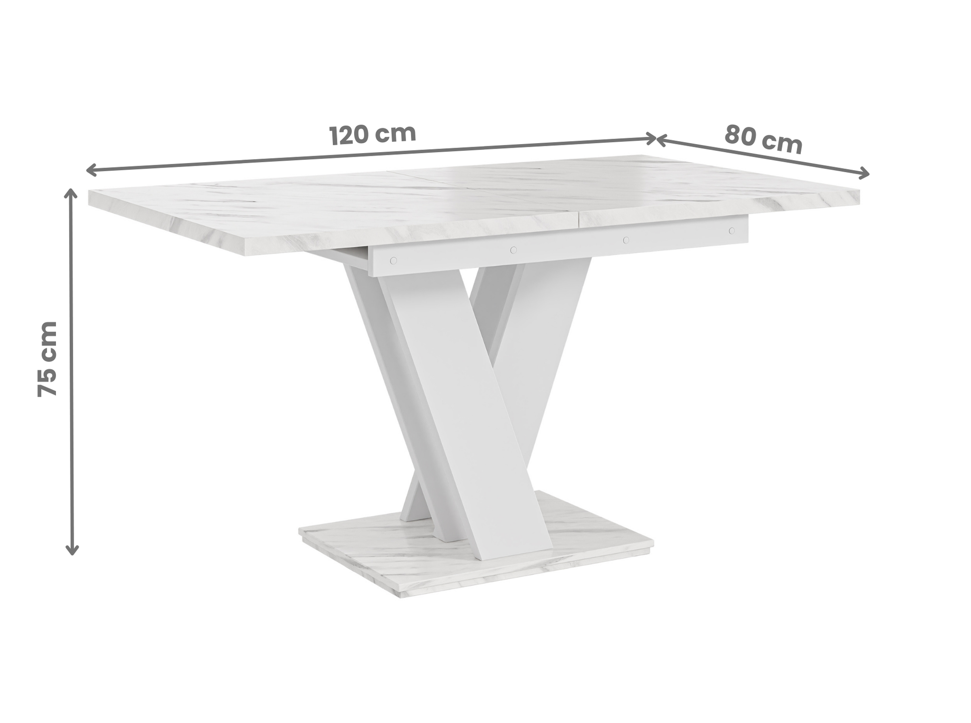 Contemporary extendable dining table MASIV in white bianco marble design.
