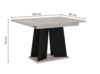 Extendable table 120 cm grey and black – durable and stylish option for modern kitchens.