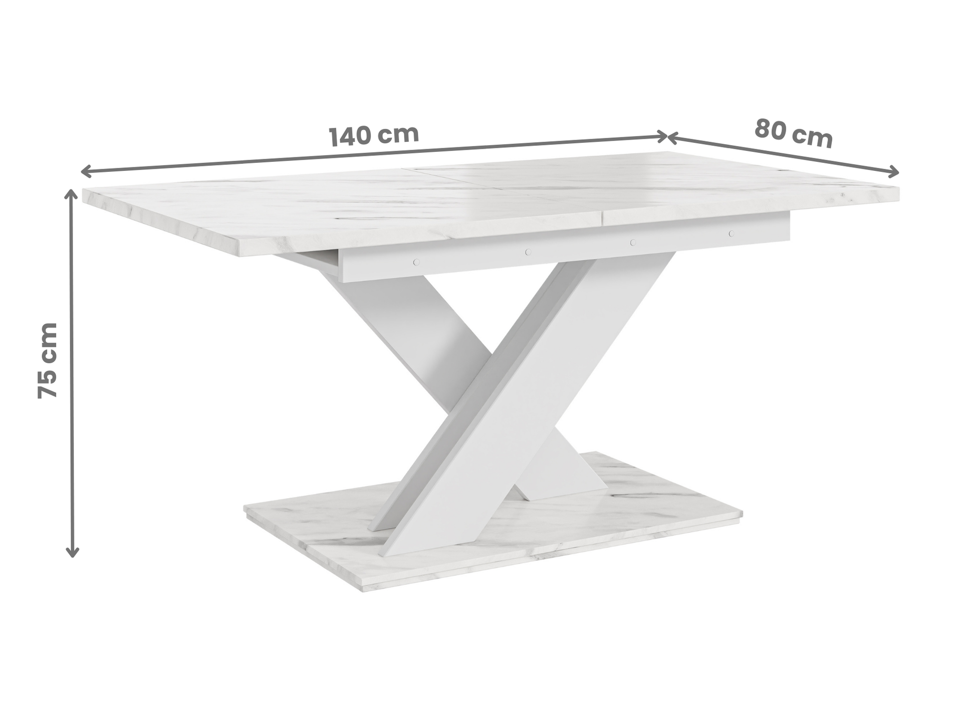 Stylish white marble dining table centrepiece with extendable top.