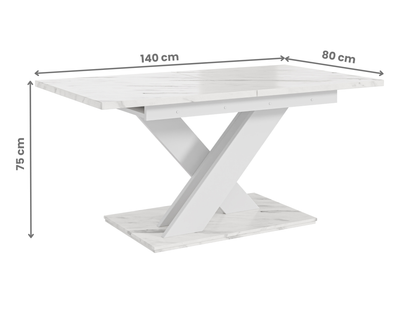 Stylish white marble dining table centrepiece with extendable top.