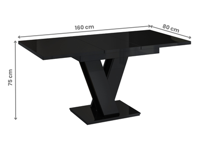 Contemporary MASIV black gloss dining table with extension for family meals.