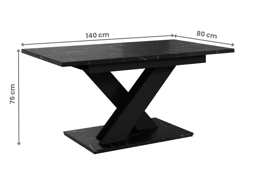 Stylish Black Royal Marble dining table centrepiece with extendable top.