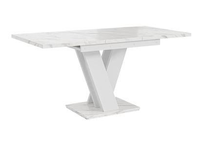 Space-saving MASIV 6 seater dining table in white marble and white finish.