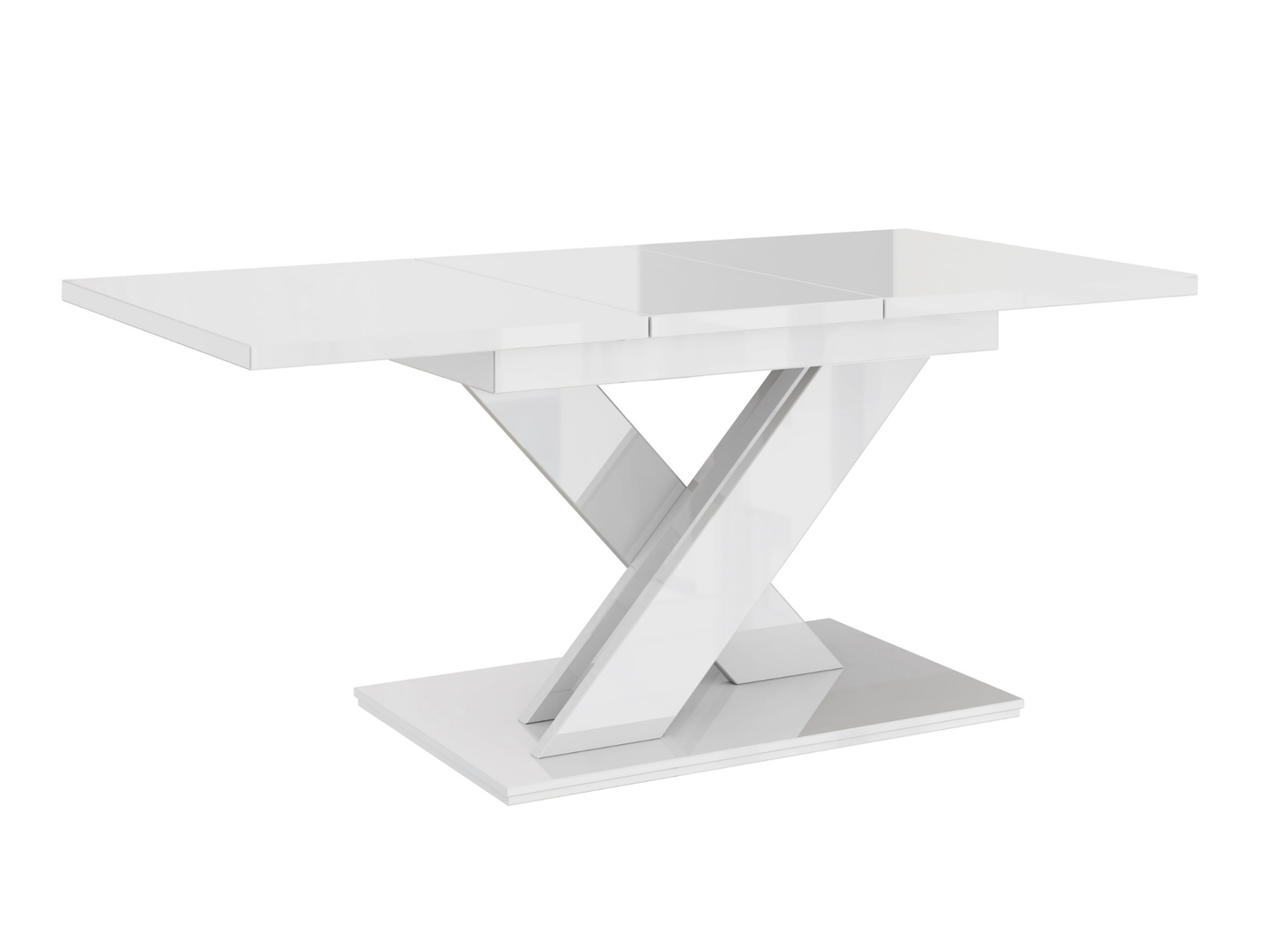 Stylish white gloss dining table centrepiece with extendable top.