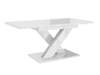 Stylish white gloss dining table centrepiece with extendable top.