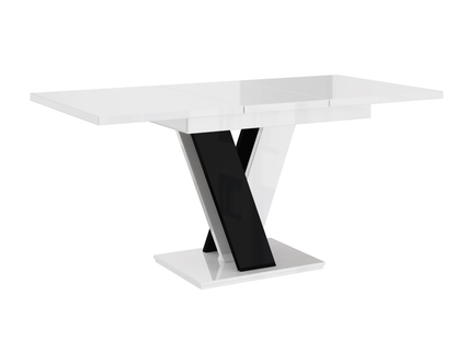 Space-saving MASIV 6 seater dining table in white and black gloss finish.