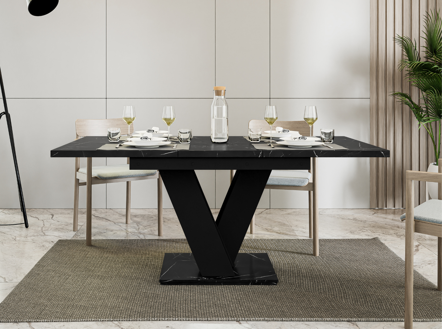 Modern black royal marble dining table MASIV, perfect for elegant interiors.