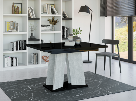 Modern black gloss extendable dining table 120 cm – ideal for small contemporary dining rooms.
