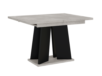 Grey and black extendable dining table 120 cm – high-quality surface with industrial appeal.