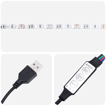 USB LED controller for black coffee table lighting with brightness and colour adjustment settings.