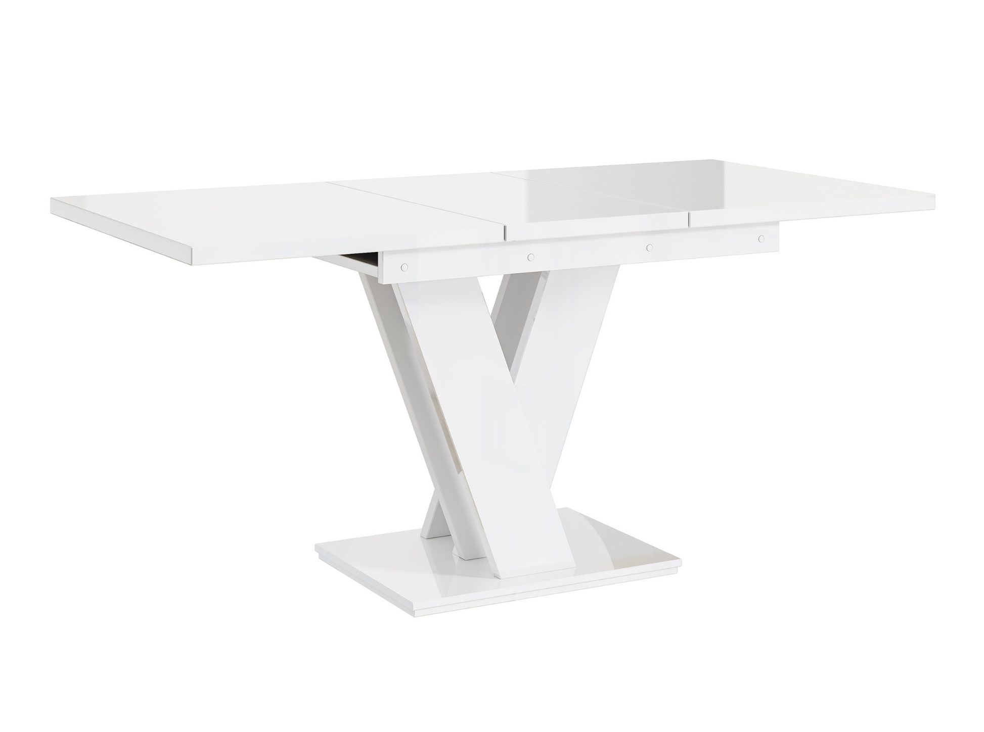 Space-saving MASIV 6 seater dining table with geometric V-shaped base design.