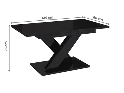 Space-saving kitchen table in black high gloss finish for small interiors.