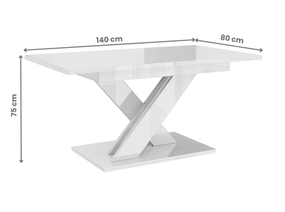 Space-saving kitchen table in high gloss white finish for small spaces.