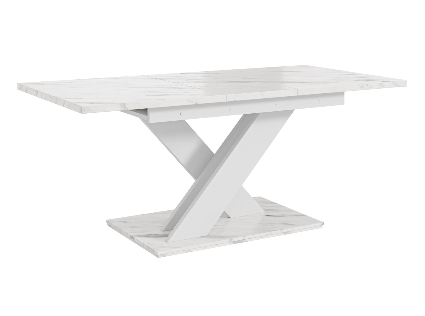 Space-saving kitchen table in Bianco white marble finish for small interiors.