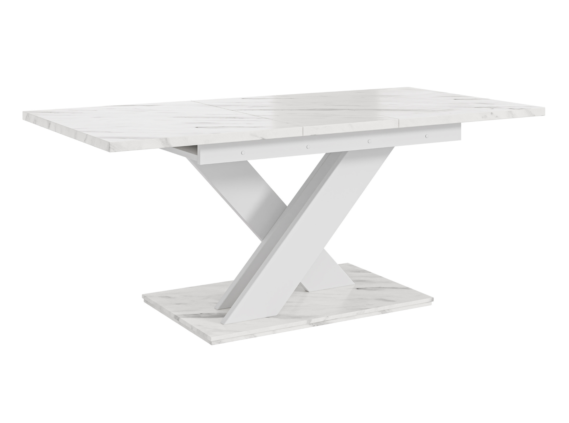 Space-saving kitchen table in Bianco white marble finish for small interiors.