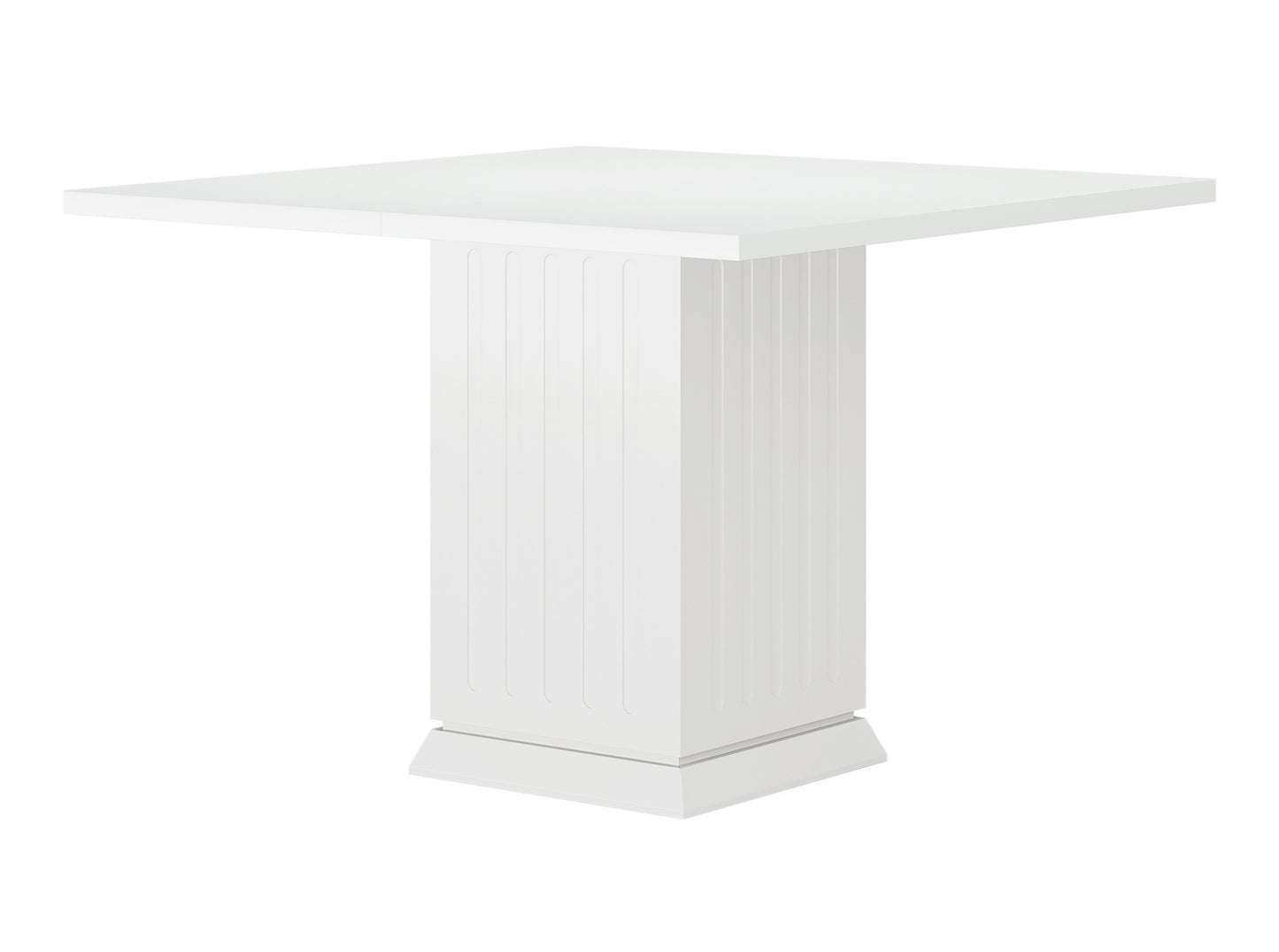 Small square bistro table with solid central base, modern dining furniture product photo on white background