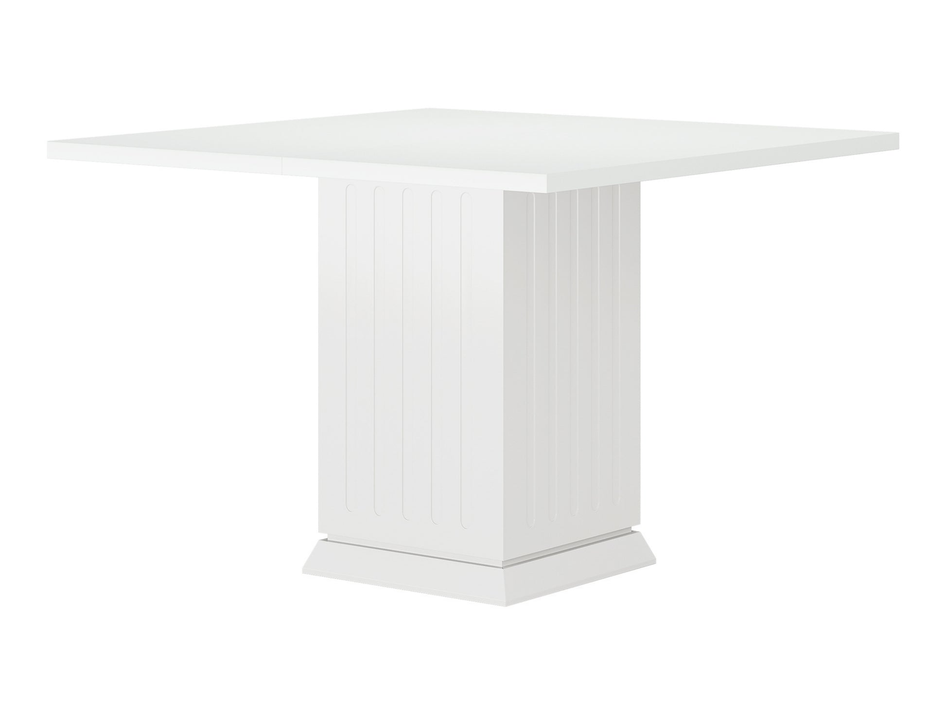 Small square bistro table with solid central base, modern dining furniture product photo on white background