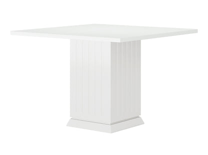 Small square bistro table with solid central base, modern dining furniture product photo on white background