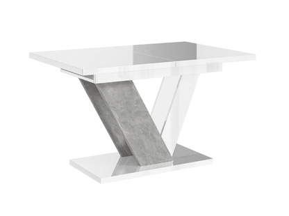 Stylish 6 seater dining table in white gloss and stone effect, ideal for modern homes.