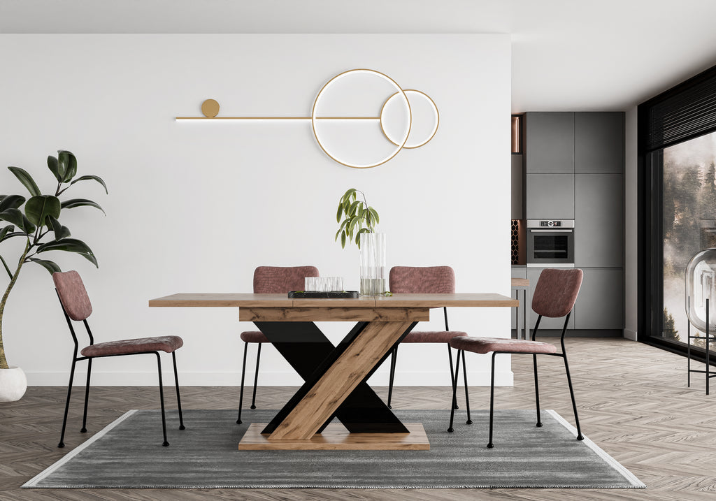 TOXX Extendable Dining Table 140–180cm – Wotan Oak &amp; Black Gloss