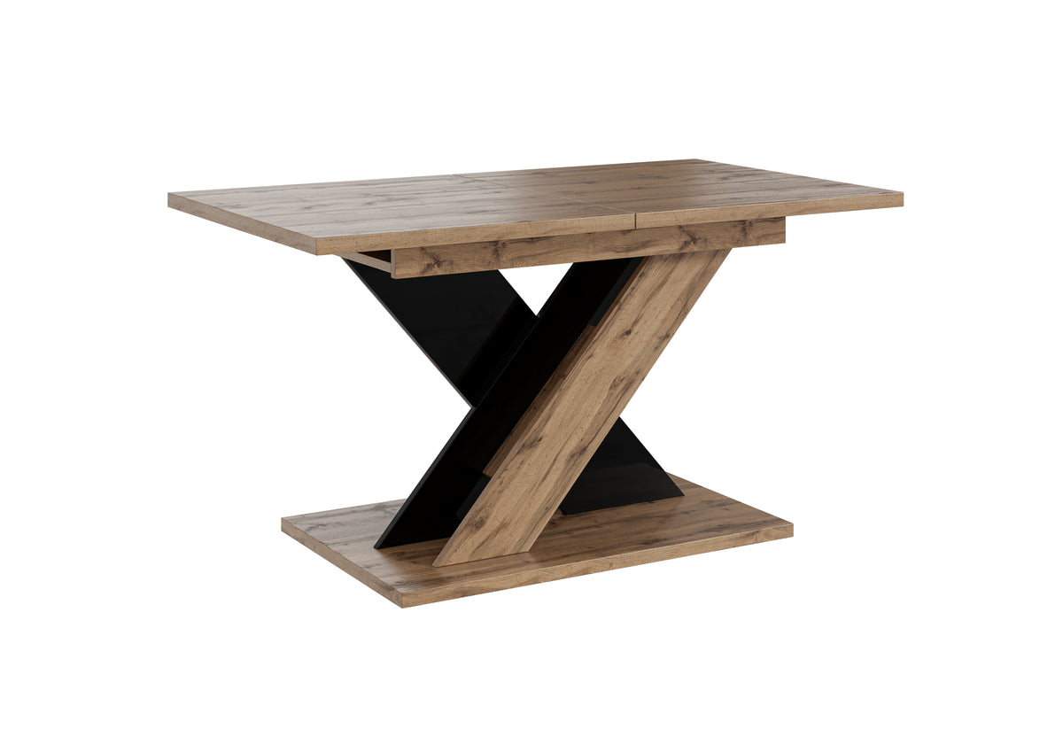 TOXX Extendable Dining Table 140–180cm – Wotan Oak &amp; Black Gloss