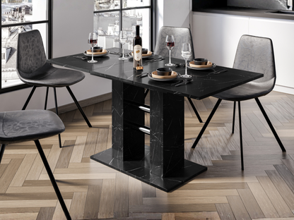 Extendable dining table WILD MINI with Black Royal Marble Effect top in a modern dining interior
