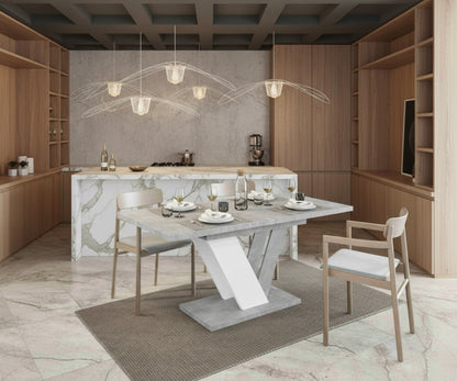 Extendable Dining Table for 6 People DUBAI Stone Effect, White