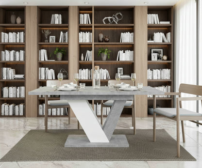 Extendable Dining Table for 6 People DUBAI Stone Effect, White