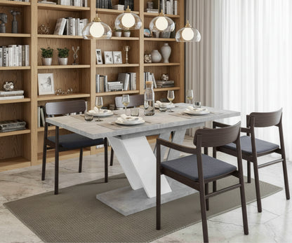 Extendable Dining Table for 6 People DUBAI Stone Effect, White