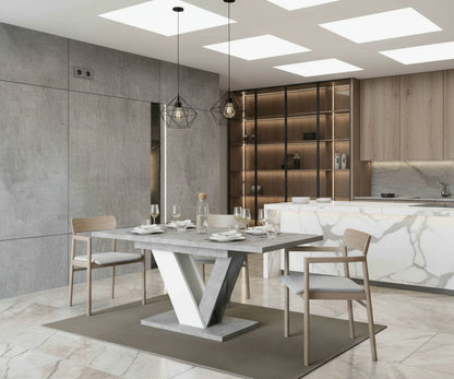 Extendable Dining Table for 6 People DUBAI Stone Effect, White