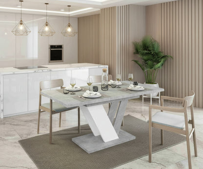 Extendable Dining Table for 6 People DUBAI Stone Effect, White