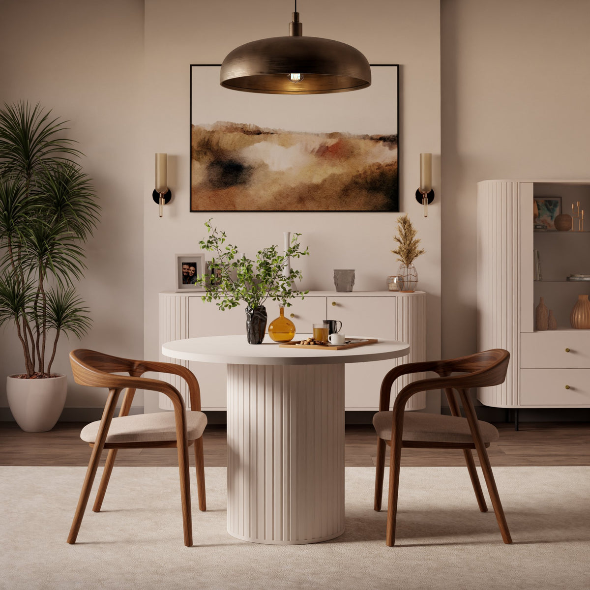 OVALIO Round Extendable Dining Table Ø100–188cm – Sand Beige