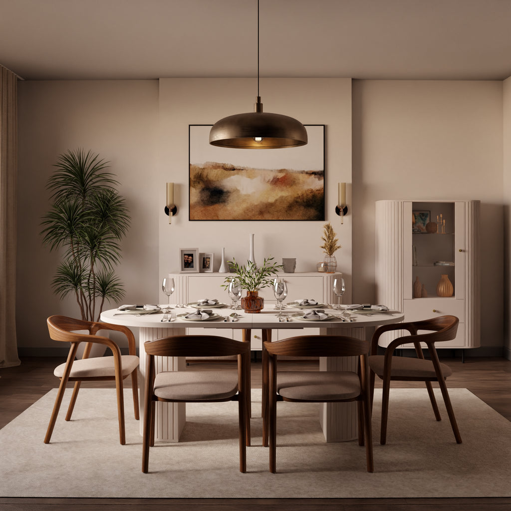 OVALIO Round Extendable Dining Table Ø100–188cm – Sand Beige