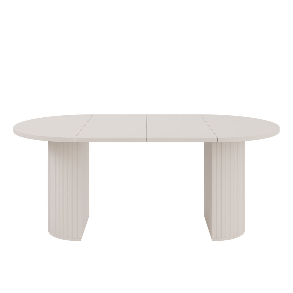 OVALIO Round Extendable Dining Table Ø100–188cm – Sand Beige