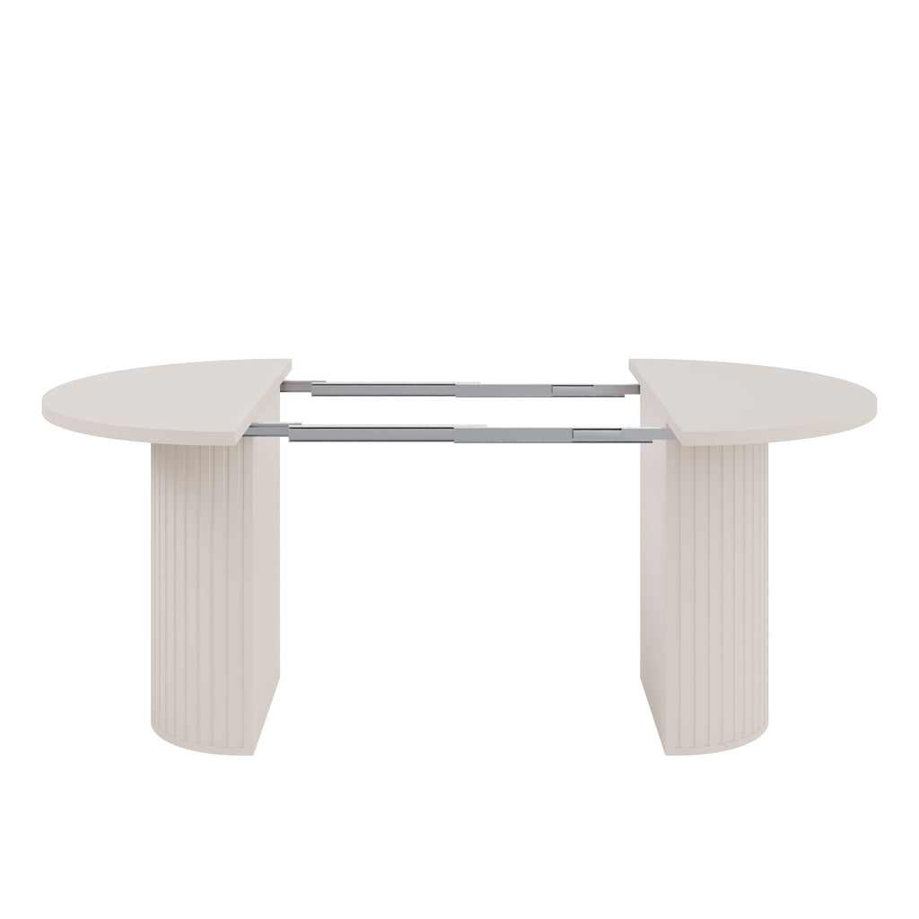 OVALIO Round Extendable Dining Table Ø100–188cm – Sand Beige
